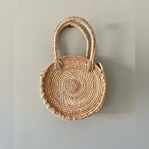FREE with any Purchase 
- Round Straw Weaved Double Handle Purse